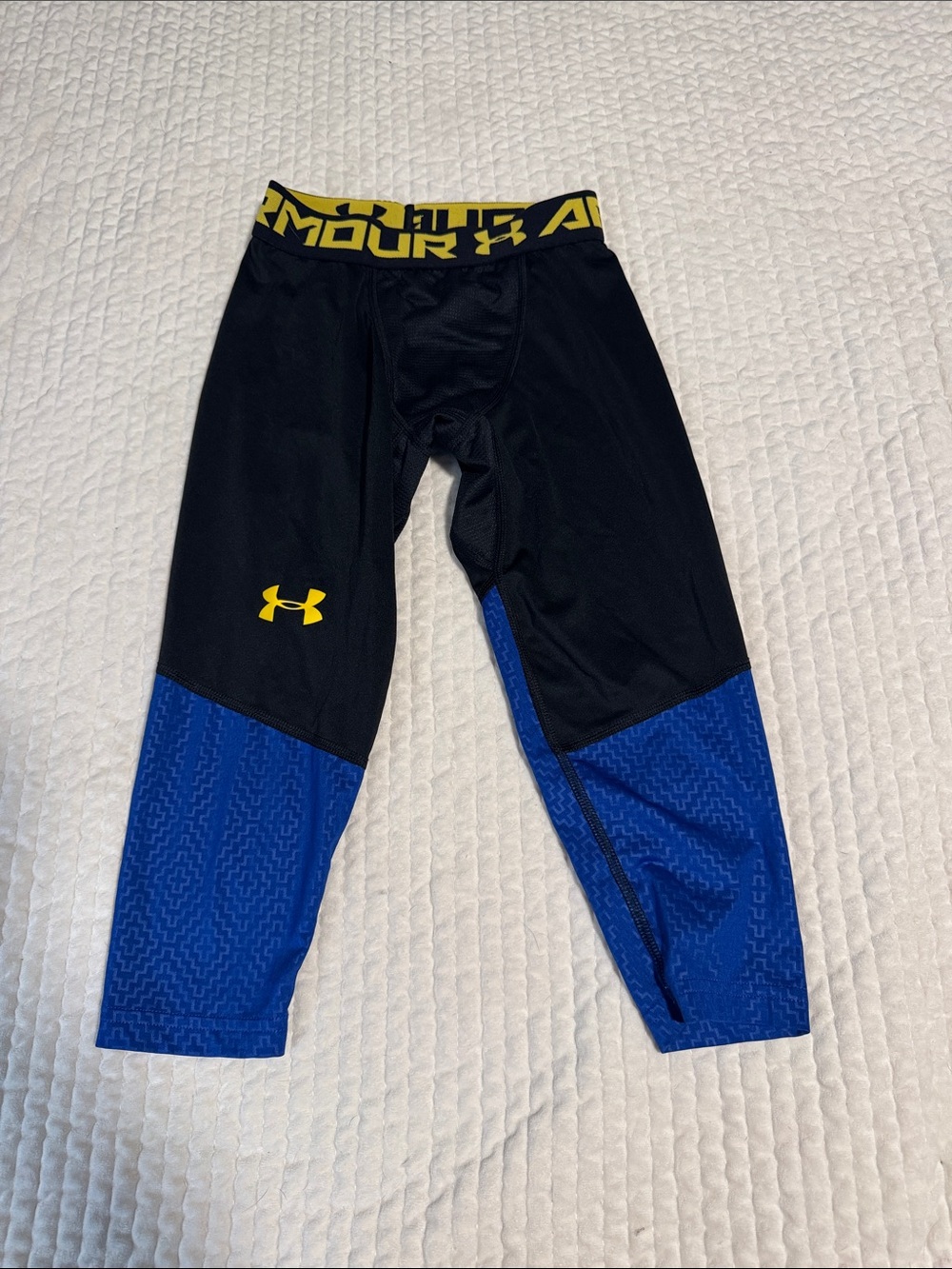 Under Armour Black, Blue & Yellow Boys' Athletic Leggings